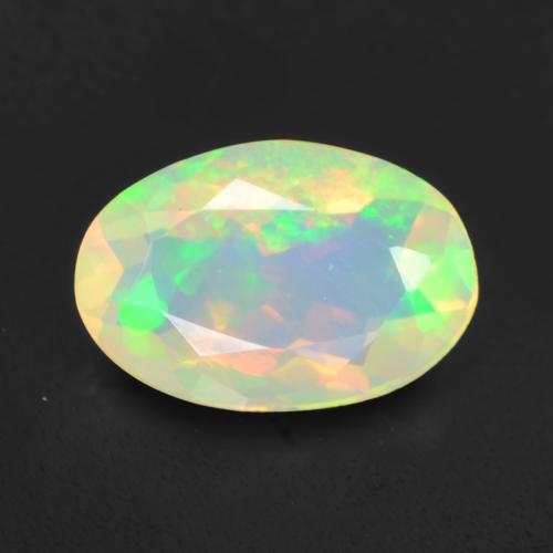 1.03ct Oval Multicolor Opal from Ethiopia, Dimension 9.1 x 6.1mm, Natural untreated Gemstone, Transparent Clarity, 1pc Oval Facet Opal, Mohs Hardness of 5.5 - 6.5, October Birthstone, Photo A
