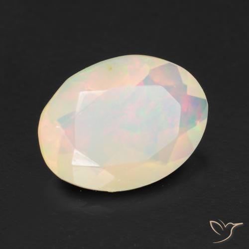 0.96 ct Multicolor Opal Stone, Natural Opal in Oval Facet Shape for Sale