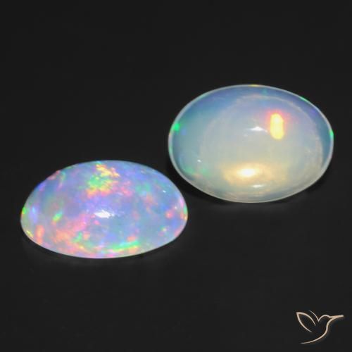 0.85 ctw Multicolor Opal Stones, Natural Opal in Oval Cabochon Shape for Sale