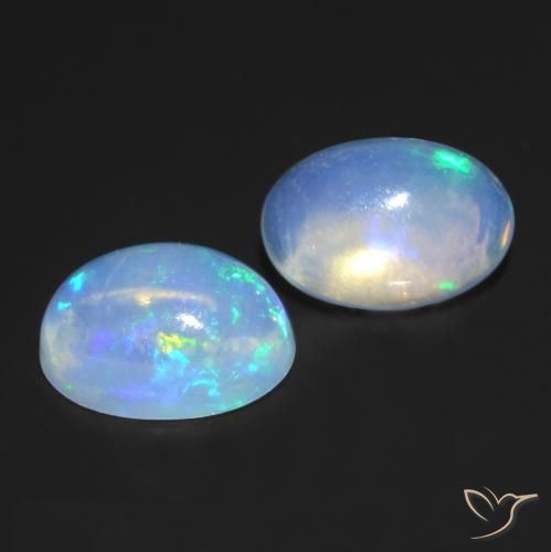 0.78 ctw Multicolor Opal Stones, Natural Opal in Oval Cabochon Shape for Sale
