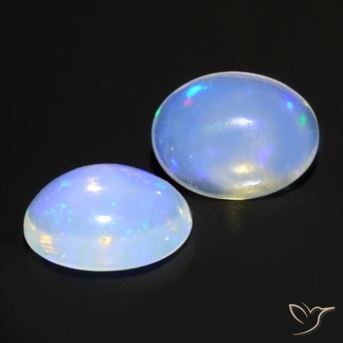 1.46 ctw White Opal Stones, Natural Opal in Oval Cabochon Shape for Sale