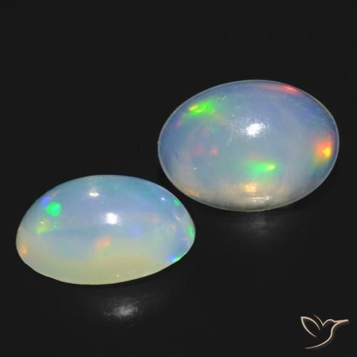 0.89 ctw White Opal Stones, Natural Opal in Oval Cabochon Shape for Sale