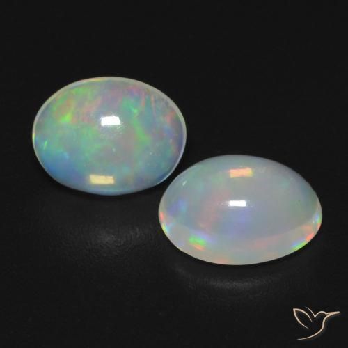 0.95 ctw Multicolor Opal Stones, Natural Opal in Oval Cabochon Shape for Sale