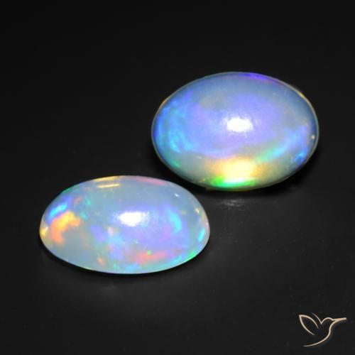 0.99 ctw Multicolor Opal Stones, Natural Opal in Oval Cabochon Shape for Sale
