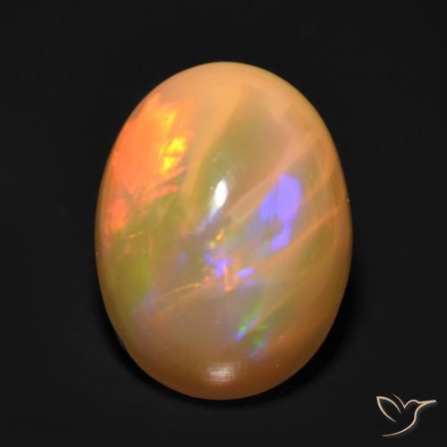 Opale Multicolore oval cabochon 1,31 ct d'Éthiopie, dimension 8,9 x 6,8mm, pierre gemme naturelle Non traité, pureté Translucide, 1 pièce Opale de couleur Multicolore, dureté Mohs de 5.5 à 6.5, Pierre du zodiaque Balance, Photo A