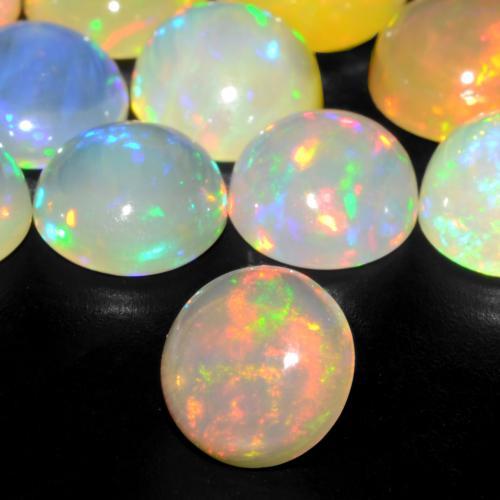 0.86 ct Multicolor Opal Stone, Natural Opal in Round Cabochon Shape for Sale