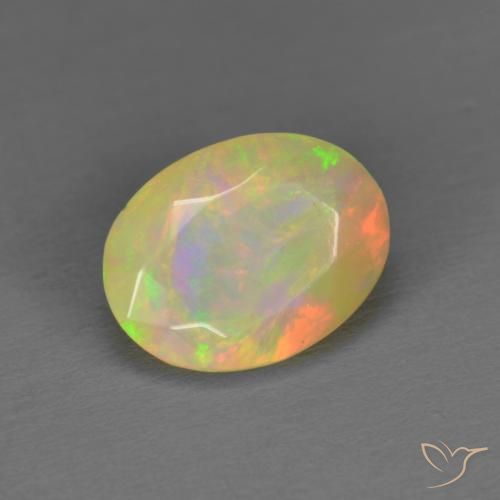 1.41 ct Multicolor Opal Stone, Natural Opal in Oval Facet Shape for Sale