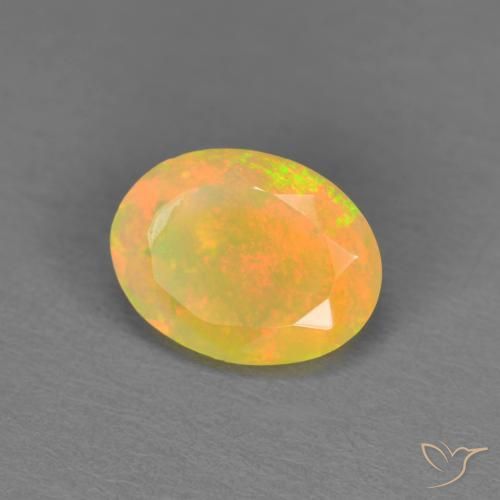 0.84 ct Multicolor Opal Stone, Natural Opal in Oval Facet Shape for Sale