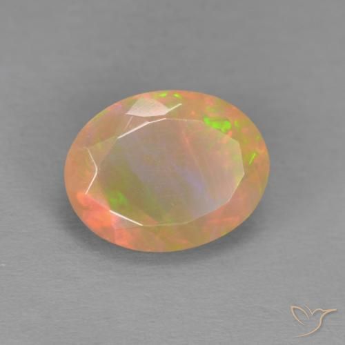 1.24 ct Multicolor Opal Stone, Natural Opal in Oval Facet Shape for Sale
