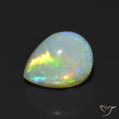 Natural Opal White Flashes of Colour 7mm x 5mm Oval Cabochon Gem Gemstone 