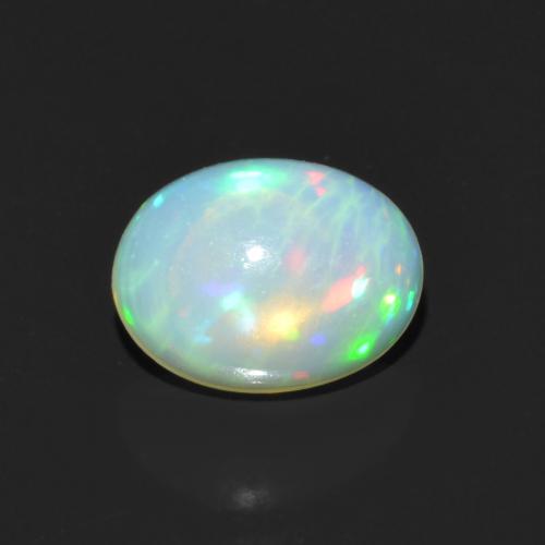 0.81ct Oval Multicolor Opal from Ethiopia, Dimension 8.2 x 6.2mm, Natural untreated Gemstone, Transparent Clarity, 1pc Oval Cabochon Opal, Mohs Hardness of 5.5 - 6.5, Year of the Snake Gemstone, Photo A