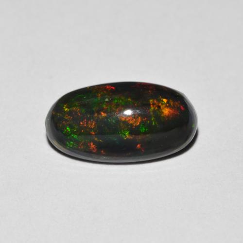 Opale Ovale cabochon da 0,84 ct dall'Etiopia, dimensione 9,8 x 5,2mm, purezza Opaque, pietra preziosa naturale Affumicato, Opale 1pc in colore Multicolore, durezza Mohs di 5,5 - 6,5, Pietra portafortuna di ottobre, Photo A
