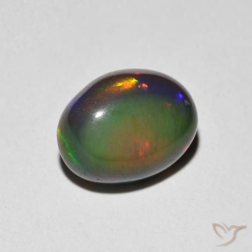 1.23 ct Multicolor Opal Stone, Natural Opal in Oval Cabochon Shape for Sale