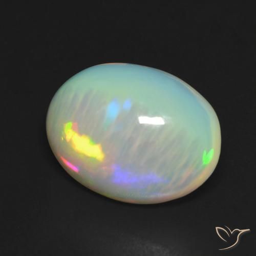 3.28 ct Multicolor Opal Stone, Natural Opal in Oval Cabochon Shape for Sale