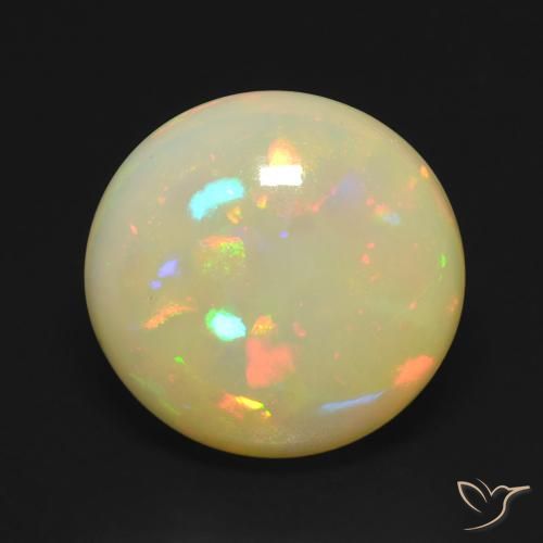 14,1mm Opale multicolore Cabochon rotondo dall'Australia, peso di 6,1 ct, pietra preziosa naturale non trattati in purezza Translucent, Opale 1pz - il colore è Multicolore, durezza Mohs di 5,5 - 6,5, Simboleggia l'amore, la passione, il desiderio, Photo A