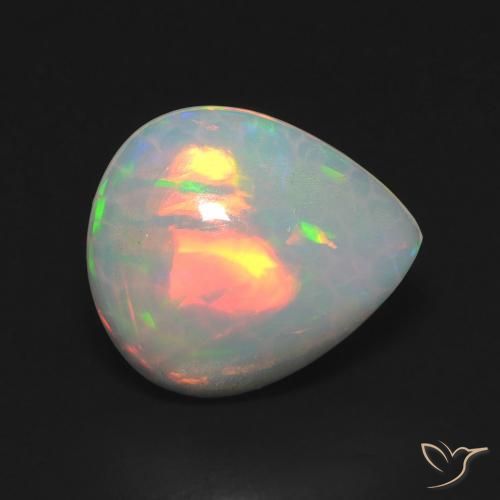 2.47ct Natural Multicolor Opal, Pear Shape, Transparent