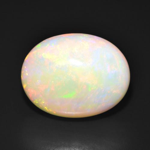 Opale Multicolore oval cabochon 6,03 ct d'Australie, dimension 15,8 x 12,3mm, pierre gemme naturelle Non traité, pureté Translucide, 1 pièce Opale de couleur Multicolore, dureté Mohs de 5.5 à 6.5, Pierre de naissance d'octobre, Photo A