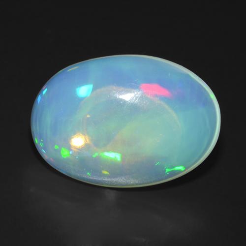 17,5 x 12,2mm Opale multicolore Ovale cabochon dall'Australia, peso di 6,03 ct, pietra preziosa naturale non trattati in purezza Transparent, Opale 1pz - il colore è Multicolore, durezza Mohs di 5,5 - 6,5, Simboleggia l'amore, la passione, il desiderio, Photo A