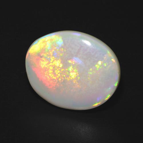 15,7 x 12,8mm Opale multicolore taglio ovale dall'Australia, peso di 5,26 ct, pietra preziosa naturale non trattati in purezza Translucent, 1 pezzo Opale Ovale cabochon - Colore: Multicolore, durezza Mohs di 5,5 - 6,5 , Simboleggia l'amore, la passione, il desiderio, Photo A