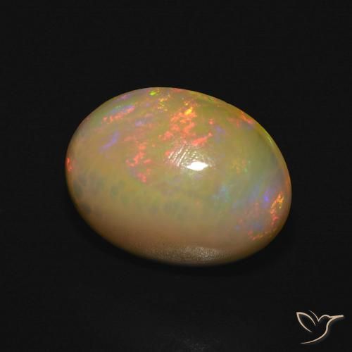 3.96 ct Multicolor Opal Stone, Natural Opal in Oval Cabochon Shape for Sale