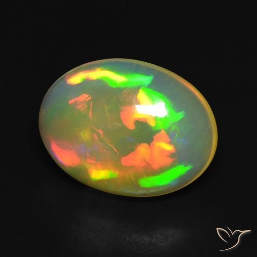 3.07 ct Multicolor Opal Stone, Natural Opal in Oval Cabochon Shape for Sale