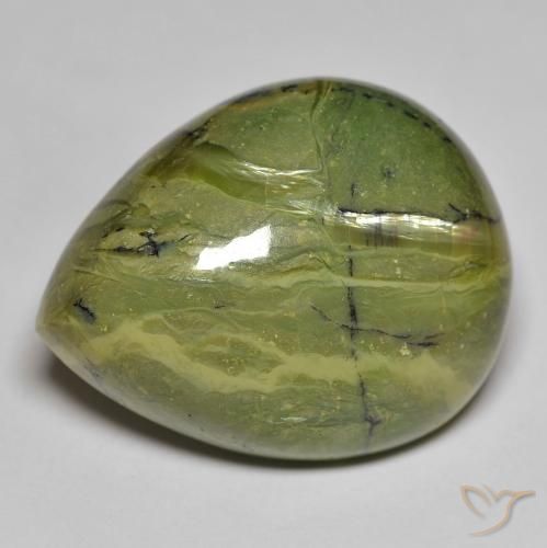 37.03ct Natural Warm Green Opal, Pear Shape, Opaque