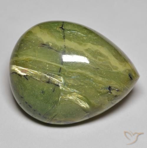 37.03 ct Green Opal Stone, Natural Opal in Pear Cabochon Shape for Sale