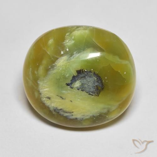 11.95 ct Green Opal, 17.3 x 15.9 mm Oval Cut From Brazil, Photo A