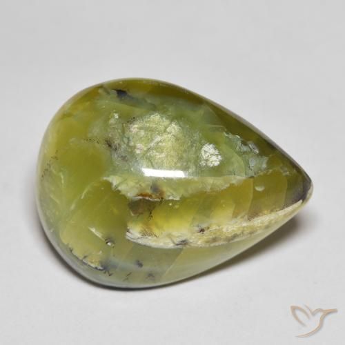 15.41 ct Green Opal Stone, Natural Opal in Pear Cabochon Shape for Sale