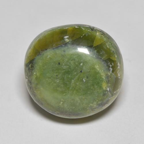 Opale Vert oval cabochon 17,4 x 16,6mm du Brésil, poids de 19,84 ct, pierre gemme naturelle Non traité de pureté Opaque , 1 pièce d'opale , couleur : Vert moyen, dureté de Mohs de 5.5 à 6.5, Symbolise l'amour, la passion, le désir, Photo A
