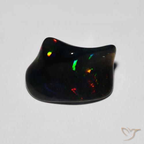 Opale Multicolore fancy cabochon 11,7x7,7 mm d'Éthiopie, poids de 2,51 ct, pierre gemme naturelle Fumé de pureté Translucide, 1 pièce d'opale , couleur : Multicolore, dureté de Mohs de 5.5 à 6.5, Symbolise l'amour, la passion, le désir, Photo A