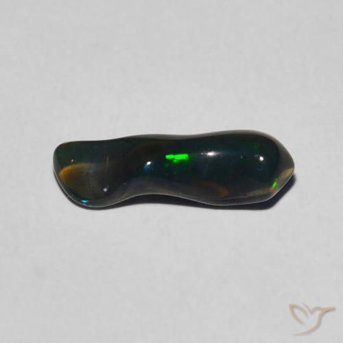 Opale Multicolore Fantaisie 0,7 ct d'Éthiopie, Dimension 11,8x3,6 mm, Pierre gemme naturelle Fumé, pureté Translucide, 1 pièce d'opale fancy cabochon, dureté de Mohs de 5.5 à 6.5, Année de la pierre précieuse du serpent, Photo A