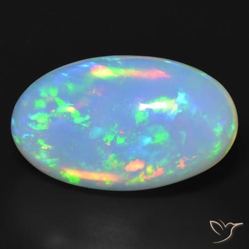 Opale blanche de 18,57 ct, coupe ovale de 24,4 x 14,5 mm d'Australie, Photo A