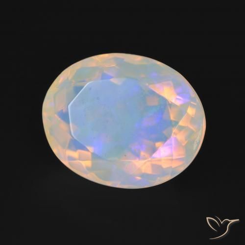 4.02 ct Multicolor Opal Stone, Natural Opal in Oval Facet Shape for Sale