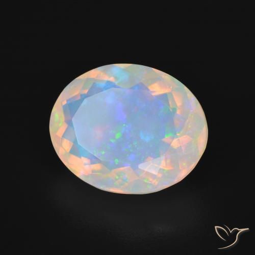 4.32 ct Multicolor Opal Stone, Natural Opal in Oval Facet Shape for Sale