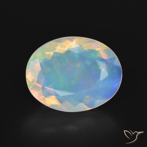 Opale Multicolore Ovale 12,8 x 10mm d'Australie, poids de 2,76 ct, pierre gemme naturelle Non traité de pureté Transparent, 1 pièce d'opale oval facet, couleur : Multicolore, dureté de Mohs de 5.5 à 6.5, Symbolise l'amour, la passion, le désir, Photo A
