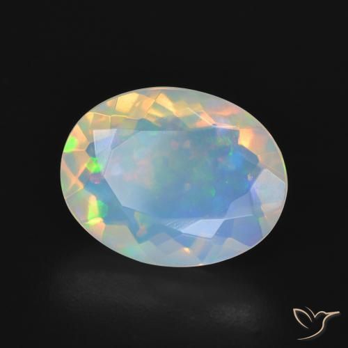 2.76 ct Multicolor Opal Stone, Natural Opal in Oval Facet Shape for Sale