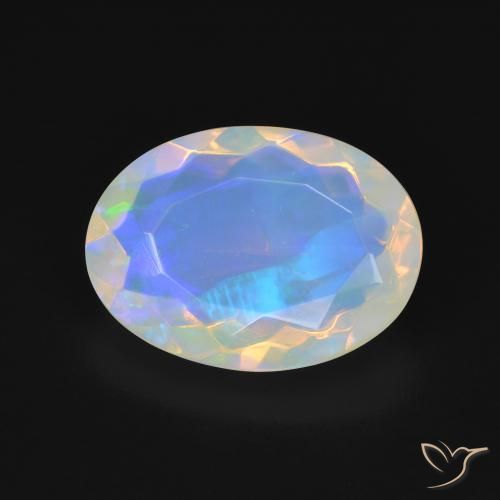 Opale Multicolore Ovale 4,41 ct d'Australie, Dimension 14,6 x 10,8mm, Pierre gemme naturelle Non traité, pureté Transparent, 1 pièce d'opale oval facet, dureté de Mohs de 5.5 à 6.5, Pierre du zodiaque Balance, Photo A