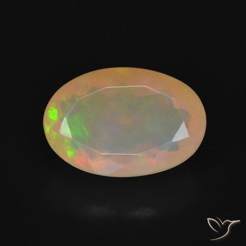 Opale Multicolore Ovale 14,3 x 9,7mm d'Australie, poids de 3,78 ct, pierre gemme naturelle Non traité de pureté Transparent, 1 pièce d'opale oval facet, couleur : Multicolore, dureté de Mohs de 5.5 à 6.5, Pierre de Cupidon, Photo A