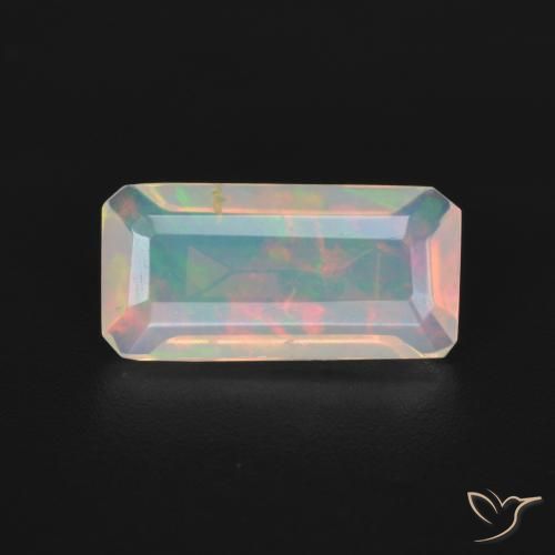 1.06ct Natural Multicolor Opal, Emerald Cut, Transparent
