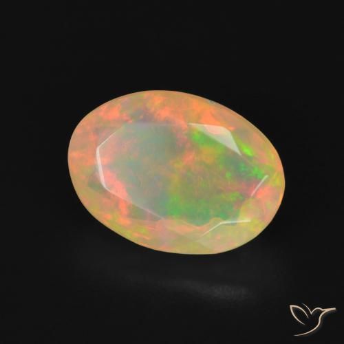 1.75 ct Multicolor Opal Stone, Natural Opal in Oval Facet Shape for Sale