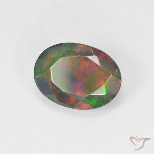1.65 ct Multicolor Opal Stone, Natural Opal in Oval Facet Shape for Sale