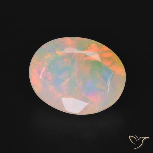2.57 ct Multicolor Opal Stone, Natural Opal in Oval Facet Shape for Sale