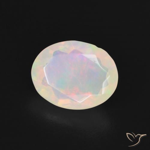 1.62 ct White Opal Stone, Natural Opal in Oval Facet Shape for Sale