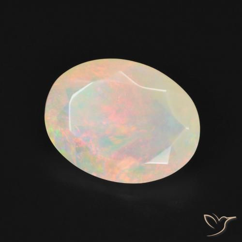 2.60 ct Multicolor Opal Stone, Natural Opal in Oval Facet Shape for Sale