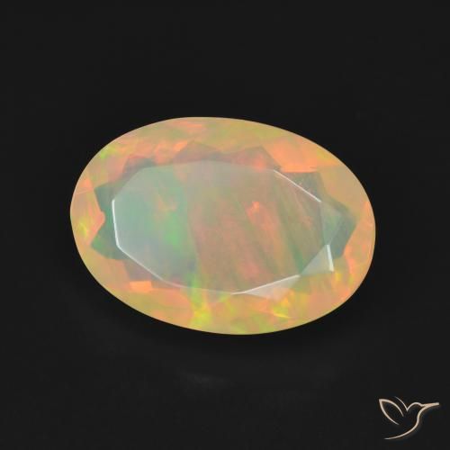 3.13 ct Multicolor Opal Stone, Natural Opal in Oval Facet Shape for Sale