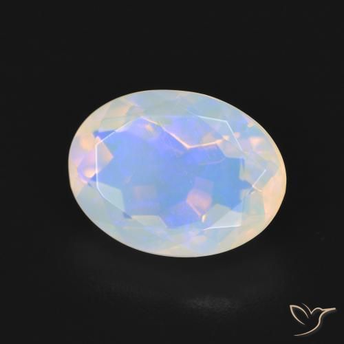 2.24 ct White Opal Stone, Natural Opal in Oval Facet Shape for Sale