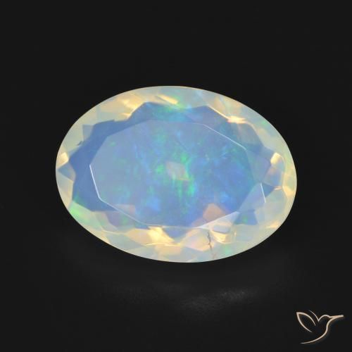 3.26 ct White Opal Stone, Natural Opal in Oval Facet Shape for Sale