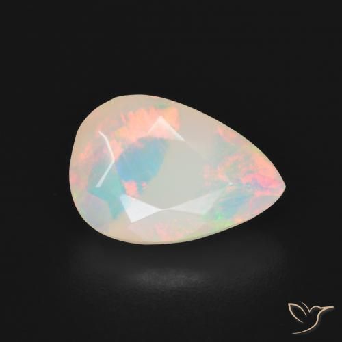 2.16 ct White Opal Stone, Natural Opal in Pear Facet Shape for Sale