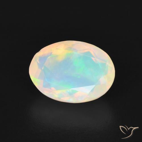 1.40 ct White Opal Stone, Natural Opal in Oval Facet Shape for Sale